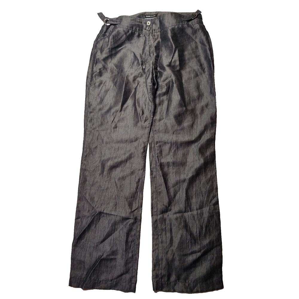 FRANK WALDER SUSANNE Women Size 10 Linen Blend Charcoal Pants EUC